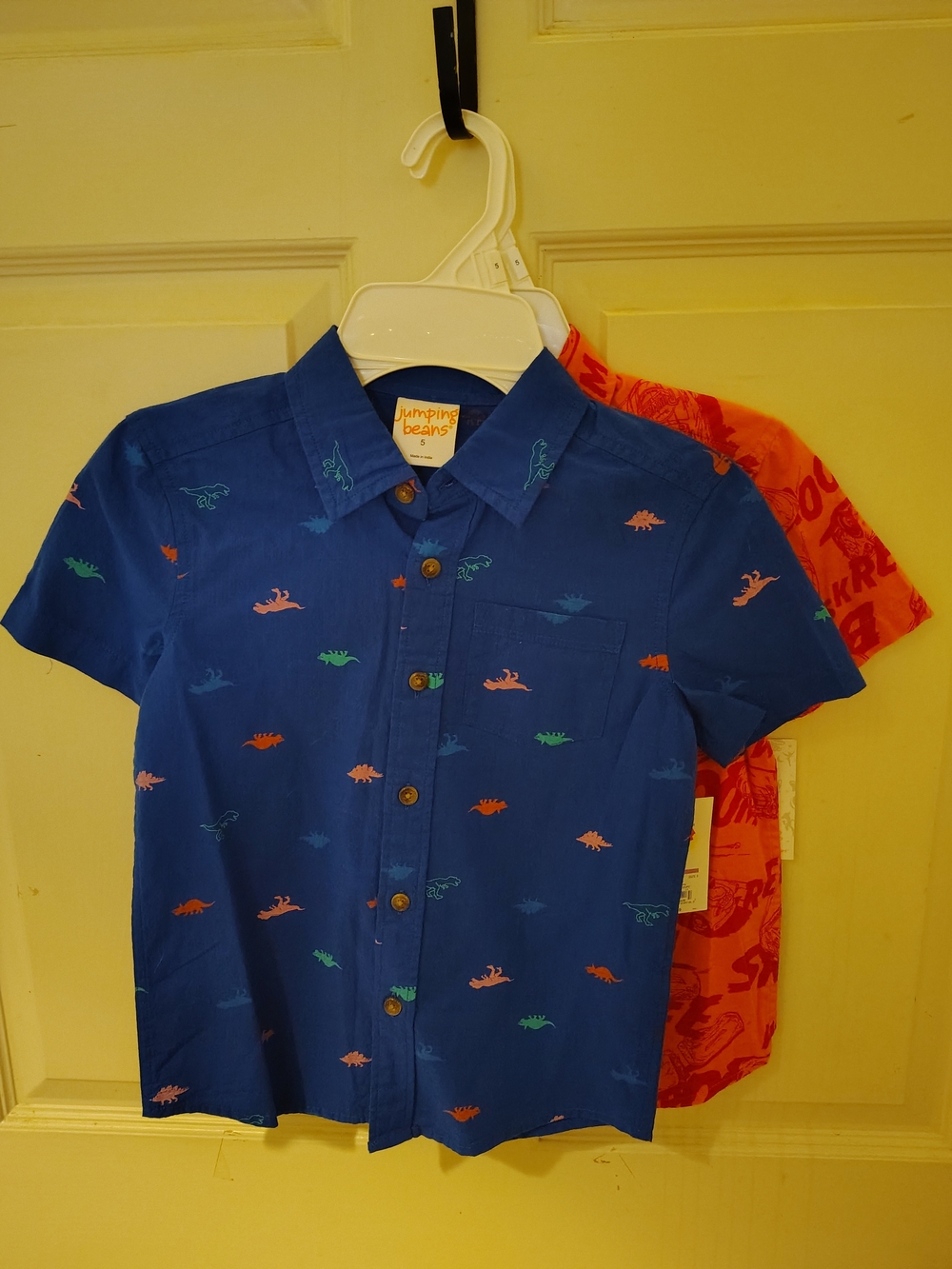 2 Pack New Jumping beans Boys Button-Down Dino Print & Disney Shirts. Size 5.